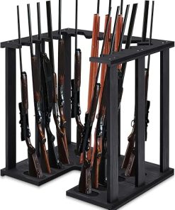 Gun Rack Wooden Rack Rifle Stand Display for 15 Shooting Hunting Guns Organizer and Storage Corner Floor Standing for Home Indoor Exhibition Rifle Lover Gift
