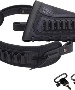 Leather Canvas Buttstock Shell Holder with Rifle Shoulder Strap .308 .45-70 .30-30 .22LR 12GA