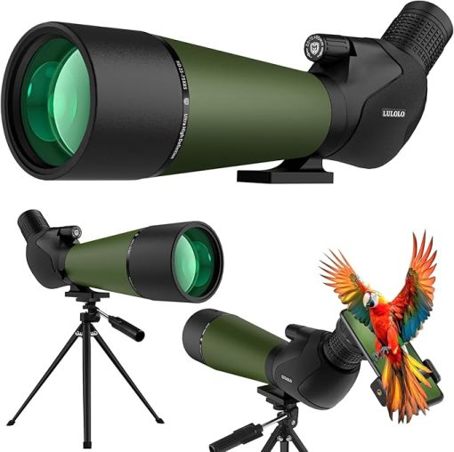 25-75x85 UHD Spotting Scope with Tripod Carrying Bag & Upgraded Phone Adapter - Super Bright BAK4 Prism Waterproof Spotting Scopes for Target Shooting, Hunting, Bird Watching, Wildlife Viewing