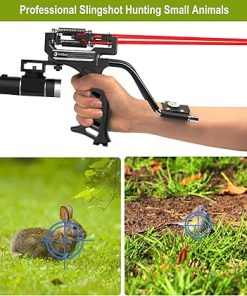 Goldboy Professional Slingshot with Red Beam Sight, Wrist Rocket Slingshot with Flashlight, Hunting & Shooting Slingshot with 4 Rubber Bands Replacement and 220 Ammo for Adults (Upgrade, Black) 2