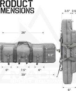 MADOG 40 inch Double Rifle Bag Soft Pistol Cases Long Portable Tactical Shotgun Backpack for Shooting Hunting Carrying, Gray 2