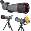 Spotting Scope 25-75×85, Dual Focusing Spotting Scope with Tripod, BAK4 Prism, FMC, Spotter Scope for targeting, Bird Watching, Wildlife, with Phone Adapter, Carrying Case