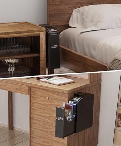 Gun Safe Biometric Pistol Safe with Quick Access Sliding Door, Mounted Nightstand Fireproof Handgun Safe & Gun Lock Box for Truck, Desk, Bedside, Wall with Fingerprint, PIN Code, Key Access 2