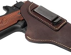 The Defender Leather IWB Holster – Fits Most 1911 Style Handguns – Kimber – Colt – S & W – Sig Sauer – Remington – Ruger & More – Made in USA