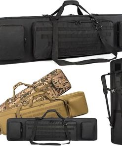 Double Rifle Case Soft Bag Long Tactical Rifle Backpack Soft Rifle Case 46 inch Rifle Pistol Firearm Storage and Transportation with Bullet Shoulder Strap Hunting Shooting Range Outdoor