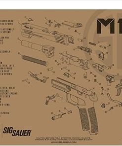 EDOG 29 Pc Pistol Cleaning System – Compatible with SIG M17 Tan Flat Dark Earth – Schematic (Exploded View) Mat, Warrior Universal .22 9mm – .45 Kit & Clenzoil CLP & Gun Oil & Patchs 2