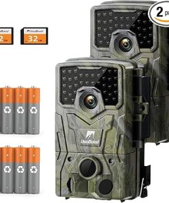 Trail Camera 36MP 2K 30fps, usogood 2pcs Night Vision Game Cameras with Motion Activated Hunting Cam Waterproof with Infrared LED for Outdoor Security