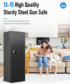 Upgraded Large Gun Safe for 10-14 Rifles – Biometric Fingerprint Access, Removable Shelves & Pistol Storage for Home Security. 2