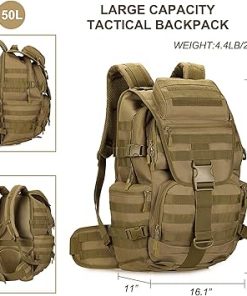 50L Military Tactical Backpack Molle Rucksack Large Army 3 Day Assault Pack Heavy Duty Backpack for Men (Brown) 2