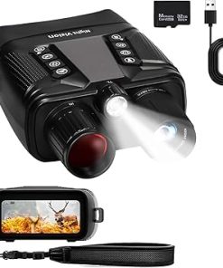 Night Vision Goggles for Adults, 4K Dual Infrared Night Vision Binoculars with 5000mAh Up to 16H of Use with 32GB Card, 3″ Screen, and 8X Digital Zoom External Flashlight for Camping and Adventure