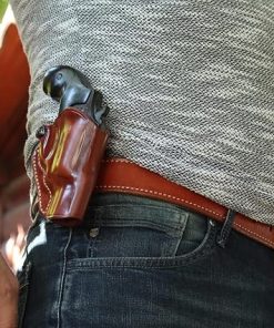 Premium Leather OWB Paddle Holster Open Top Fits Colt King Cobra Carry 357 Mag 6-Shot 2″ Barrel, Right Hand Draw, Brown Color #1644# 2