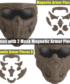 Airsoft Mask Full Face Tactical Safety Protective Mask Anti-Fog Goggles 2 Sets of Magnetic Adsorption Modules Adjustable Elastic Head Strap Fit for Most Man & Women 2