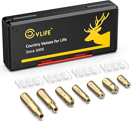 CVLIFE Bore Sight Laser for Cal.223/5.56MM/9MM/7.62X39MM/30-30/30-06/.243/308/.45acp Caliber for Scope Brass Bore Sighter Kit for Hunting with Batteries (Specific Chamber Type) CVLIFE Bore Sight Laser for Cal.223/5.56MM/9MM/7.62X39MM/30-30/30-06/.243/308/.45acp Caliber for Scope Brass Bore Sighter Kit for Hunting with Batteries (Specific Chamber Type)