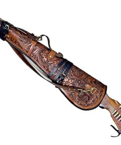 Engraved Leather Rifle Cover Western Scabbard fits 16 to 20 Inch Barrel Length Lever Action Rifle Shotgun Winchester Case for Wild Bunch Shooting (Brown) 2