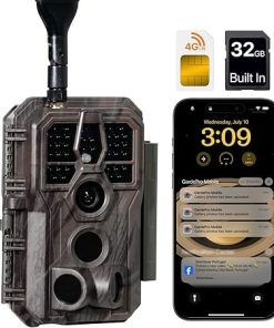 GardePro X50MB Cellular Trail Camera, Full Video Preview, Built-in Memory, No SD Card Required, No-Glow IR, AT&T & T-Mobile, Game Cameras with 32MP H.265 1080p, 0.1s Trigger Speed, 100ft Night Vision