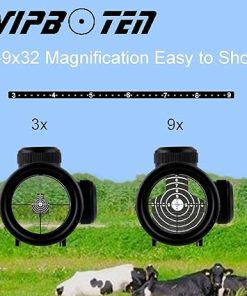 4-in-1 3-9x32EG Red/Green Dot Illuminated Rangefinder Scope, Red Green Dot Sight, Green Laser with Riser Mount fit 20mm Rail 2