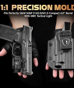 WARRIORLAND MB1 Pistol Light and Kydex Holster, Fit for S&W M&P 9 M2.0/M1.0 Compact 4.0” Barrel, 500-Lumen Universal Rail Mounted Tactical Weapon Light with Red Laser & White LED, Power Indicator 2