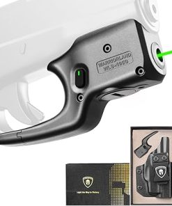 WARRIORLAND Green Laser Sight Fit Glock 43/G43X (No Rail Version) with Kydex Holster, First Green Beam Sight with Power Indicator, Glock 43 Laser IWB Holster Right Hand, WLS-105G w/ G43