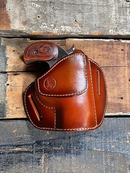 Tan OWB Leather Pancake Holsters for Bond Arms Derringers 2.5″-4.25″ 2 Tan OWB Leather Pancake Holsters for Bond Arms Derringers 2.5"-4.25" - Image 2