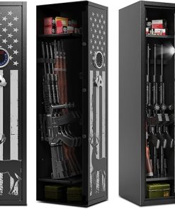 Gun Safe, Gun Safe for Rifles and Pistols, Deep Rifle Safe with Scopes, Gun Cabinet with 3 Pistol Pouches,Guns Safes with Removable Shelves and Upgraded Digital Keypad