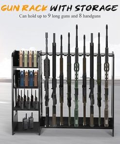Rengue Wooden Rifle Racks with Pistol Rack, Floor Standing Gun Rack Indoor, Black 2