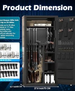2025 Large Rifle Safe, 30-40 Gun Safe for Rifle and Shotgun/Rifle Pistol Rack/Storage Pocket/Removable Shelf/Silent Mode/External Battery/LED,180° Open Door Panel Organizer Gun Safe Unassembled 2