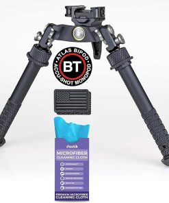 Atlas Bipod BT65-LW17 Cal with ADM 170-S Lever Plus USA Flag Patch and Jestik Microfiber Cleaning Cloth