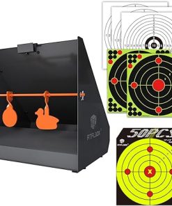 Atflbox 12 inch Pellet Trap Box Target and 50pcs 12×12 Inch High Visibility Paper Shooting Targets