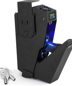 Gun Safe for Handgun, Drop Down Biometric Pistol Safe, 3 Ways Quick Access with Fingerprint/PIN Code/KEY, Single GunSafe for Nightstand Bedside Home,Wall, Dresser
