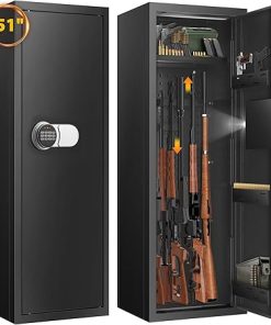 8 Deeper Rifle Gun Safes for Home Rifle and Pistols, Quick Access Gun Safes for Rifles and Shotguns, Heavy Duty Gun Cabinets with 2 Adjustable Rifle Rack and 3 Pockets(H51.96″ x W17.91″ x D15.07″)
