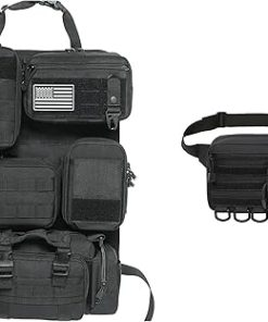6 Pack Tactical Molle Car Seat Back Organizer+Tactical Men’s Fanny Pack