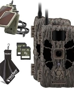 Stealth Cam Deceptor MAX Dual Sim 40MP Photo & 1440P QHD Video No-Glo LED Hunting Cellular Trail Camera, Available on AT&T & Verizon – 2 Pack + 32GB SD Cards + Solar Panels & Microfiber Cleaning Cloth