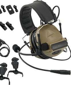 Tactical Headset with U94 PTT Detachable headband and rail adapter,for ARC,Mlok,Team Wendy rail,Airsoft sports(Tan)