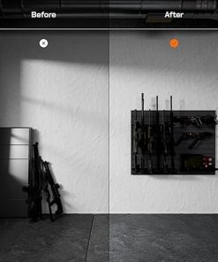 Hold Up Displays Gun Wall Mount Display, Modular Tactical Wall for 6 Pistols and 6 Rifles, Police Gear Rack and Equipment Organizer, Heavy-Duty Aluminum Gunmetal Grey Slatwall Gun Storage System 2