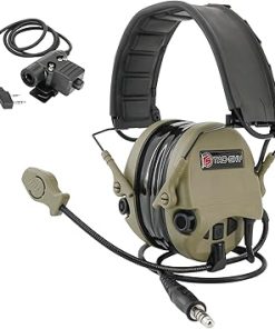 TAC200PROULTRA Tactical Headset,Ear Protection,Electronic Noise Canceling Headphones,with U94 PTT,for Airsoft,Hunting (Tan) 2