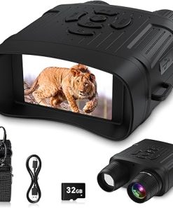 Night Vision Goggles, 4K Night Vision Binoculars for Adults, Rechargeable Digital Infrared 10X Digital Zoom with 3” Large Screen, 32GB TF Card for Photos and Videos