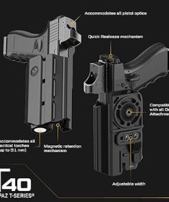 Orpaz T40 G17 Holster with Light, Level II OWB Light Bearing Holster Compatible with Glock 17, for Medium Sized Flashlights, with Paddle and Drop-Leg Attachments 2
