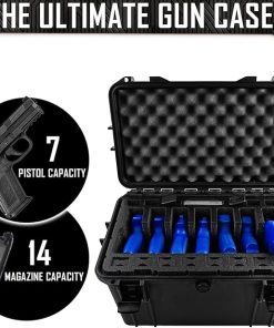 7 Pistol 14 Magazine Hard Case, DORO Gun Case with MyCaseBuilder Custom Foam Insert – Waterproof, Heavy Duty – Tactical Gun/Firearm and Ammunition Holder, 15.75 x 9 x 10.5 Inch, Black 2