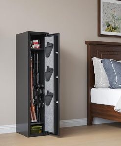 Gun Safe, Gun Safe for Rifles and Pistols, Deep Rifle Safe with Scopes, Gun Cabinet with 3 Pistol Pouches,Guns Safes with Removable Shelves and Upgraded Digital Keypad 2