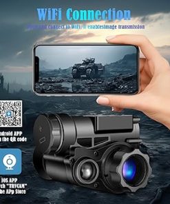 Night Vision Goggles Helmet-Mounted Monocular | 1080P HD NVG with 6X Zoom & Adjustable Infrared | IP66 Waterproof for Hunting, Surveillance, Camping | Built-in Compass 2