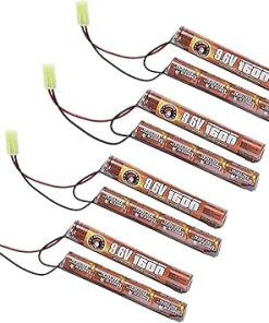 Lancer Tactical Nimh Airsoft Battery Bulk Compatible with AEG Airsoft Gun (9.6V, 1600 mAh Nunchuck)- 4 Pack