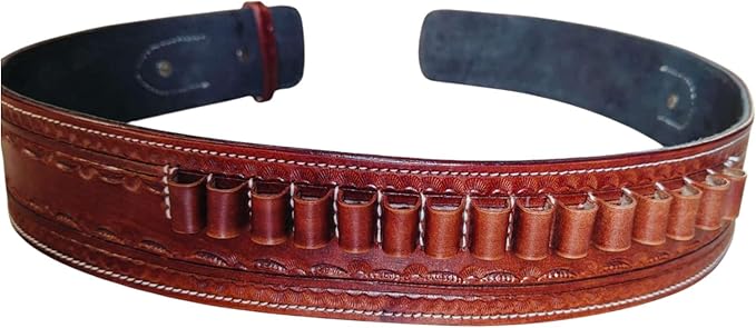 Western Gun Holster with Belt Full Grain Buff Leather Handcrafted Cowboy Gun Holster .22 Cal Cross & Fast Draw Double Holster Fits 4″ to 6″ Barrels (Brown) 2