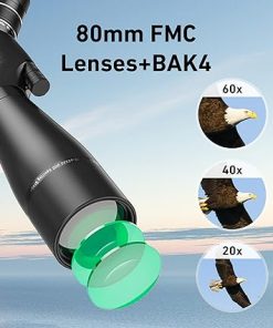 Spotting Scope 20-60×80, Dual Focusing ED Spotting Scopes, FMC Lens, BAK4 Ultra High Definition Spotter Scope with Tripod, Phone Holder, Carrying Bag 2