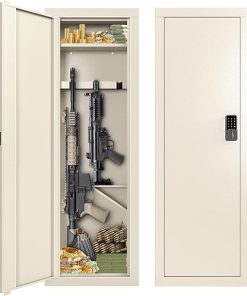53” Tall Wall Safe, Gun Cabinets for Rifles and Shotguns with 2 Removable Shelves and Adjustable Gun Rack, in Wall Gun Safe between Studs for Gun, Money, Beige