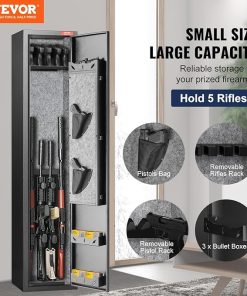 VEVOR 5 Rifles Gun Safe, Rifle Safe with Fingerprint Lock, Quick Access Gun Storage Cabinet for Shotguns with Removable Shelf & Pistol Rack 2