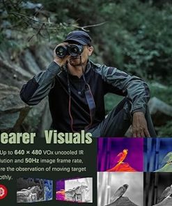 B50-640 LRF Thermal Binoculars for Hunting， Infrared Heat Night Vision with 50mm Focal Length, 640×480 pix @ < 30 mK NETD Sensor, LRF with 600m Accuracy, OLED High-Definition Display 2