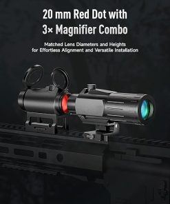 Pinty Red Dot and Magnifier Combo, 20mm Red Dot with 3X Magnifier, Compact Red Dot Sight Combo with Flip-to-Side Mount, 10 Brightness Levels, Waterproof Gun Optics Kit for Picatinny Rails 2