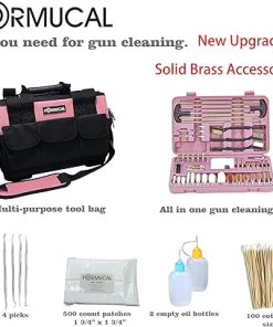 Gun Cleaning Kit with Gun Brushes Cleaning Patches and Stainlee Steel Cleaning Picks for All Caliber Rifle Handgun Shot Gun Cleaning Hard Case in Wide Mouth Tool Bag. 2