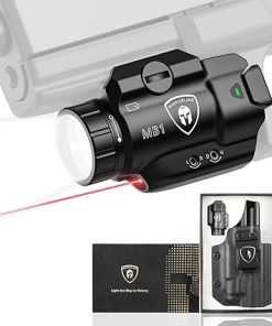 WARRIORLAND MB1 Pistol Light and Kydex Holster, Fit for S&W M&P 9 M2.0/M1.0 Compact 4.0” Barrel, 500-Lumen Universal Rail Mounted Tactical Weapon Light with Red Laser & White LED, Power Indicator
