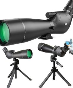 Spotting Scope 20-60×80, Dual Focusing ED Spotting Scopes, FMC Lens, BAK4 Ultra High Definition Spotter Scope with Tripod, Phone Holder, Carrying Bag